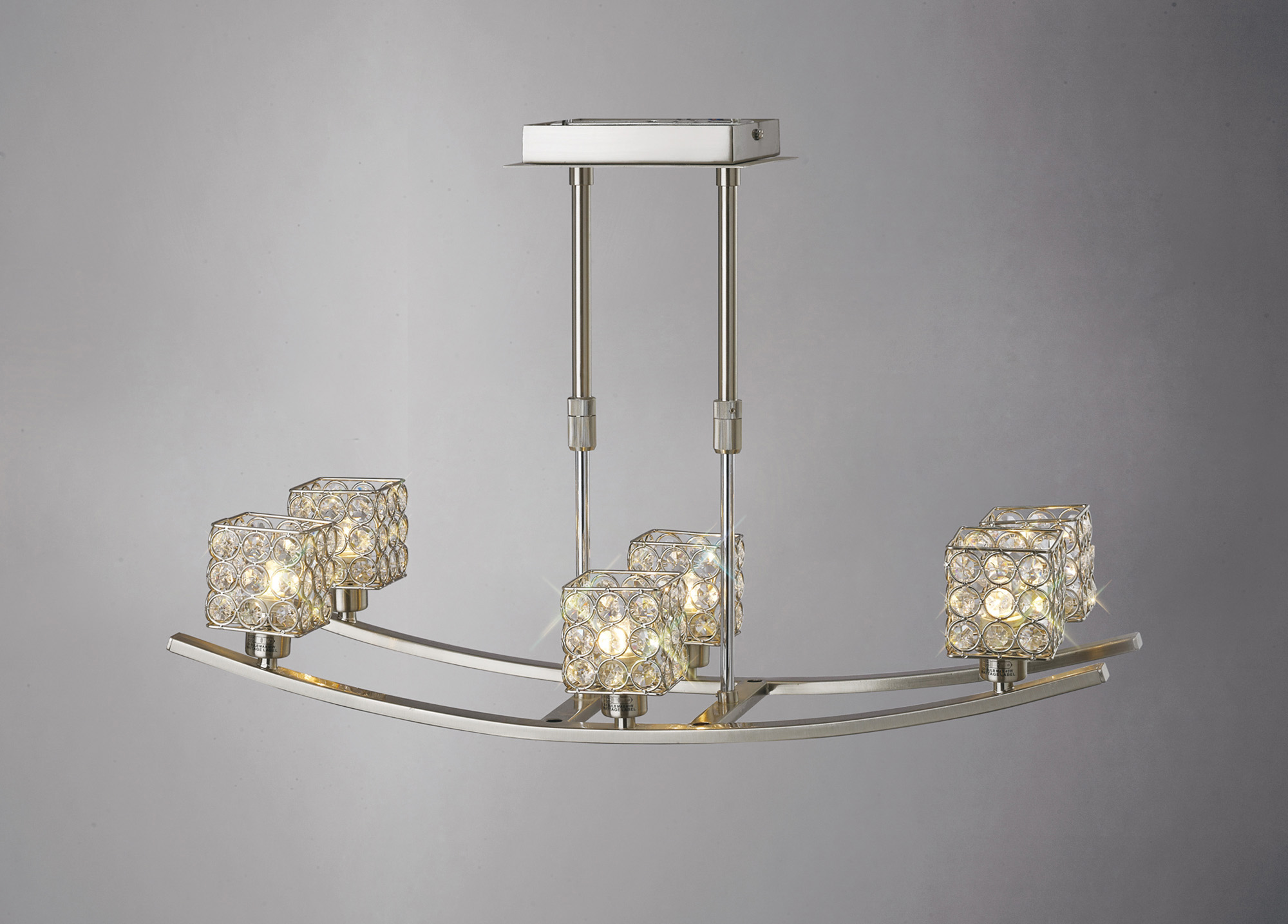 IL20642  Elsa Crystal Rectangular Telescopic Pendant 6 Light